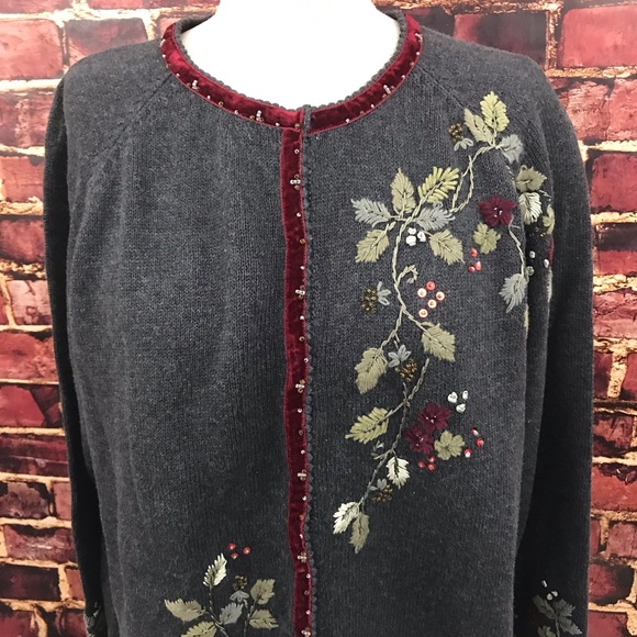 NEW Stiches in Time QVC Cardigan Sweater -Floral - Picture 2 of 8